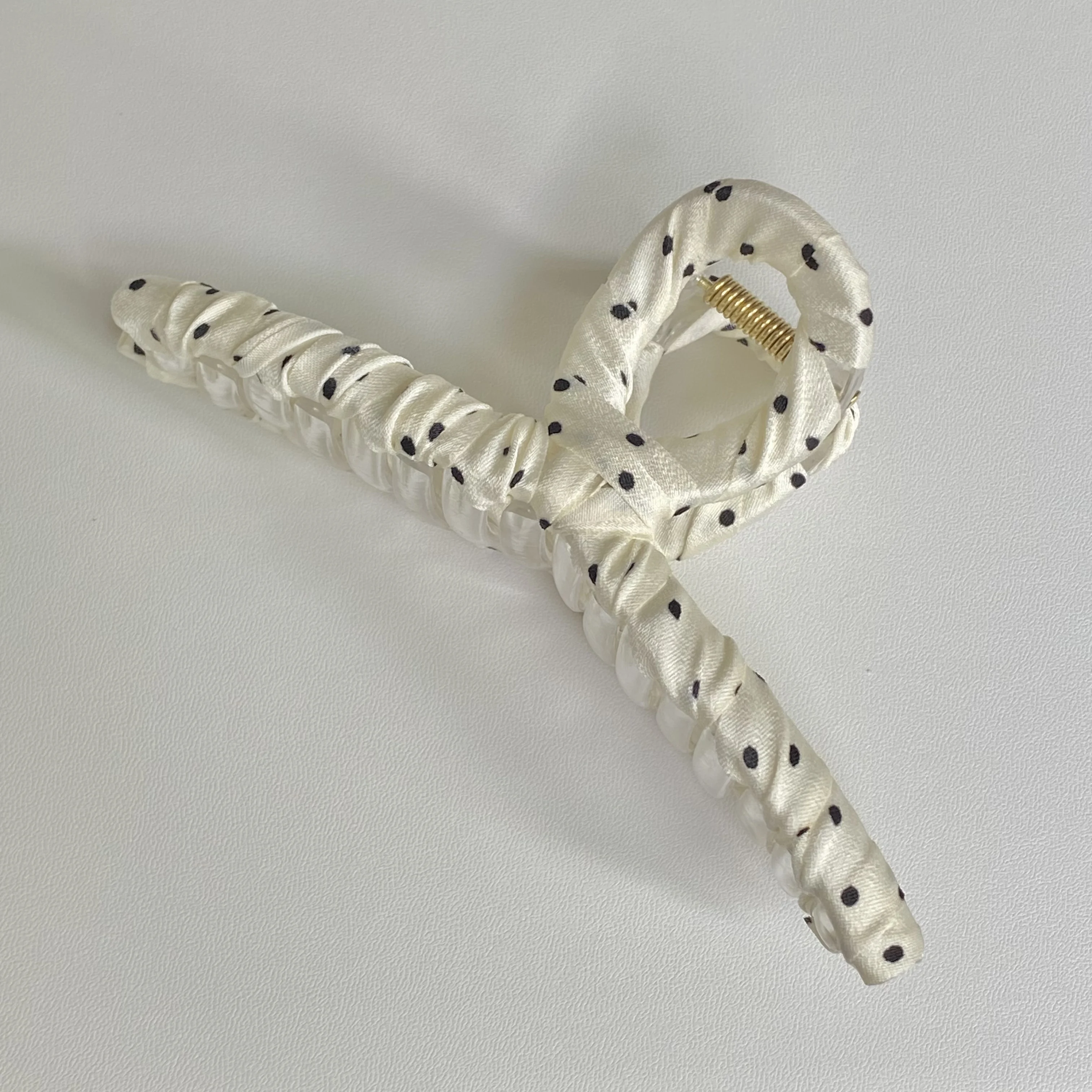 1PC Polka Dot Fabric Hair Claw Set: Chic Heart & Geometric Shapes, Stylish Hair Accessories For Women, Perfect For Daily