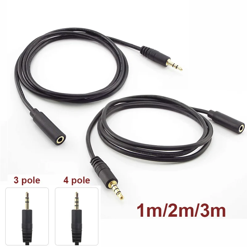 

1/2/3/m Male to Female 3.5mm AUX Jack Audio Extension Cable Cord 3.5 Auxiliary Headphone Earphone Speaker Stereo 3 Pole/4 Pole