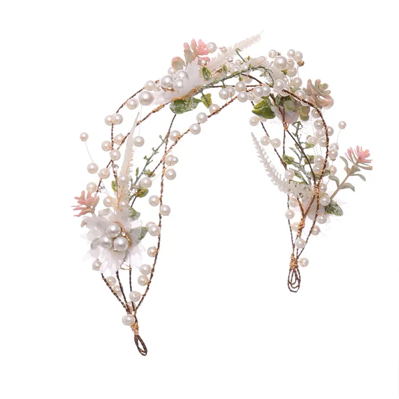 Pearl Flower Leaf Headband Hairband Tiara For Women Bride Wedding Bridal Hair Accessires Jewelry Band Headband