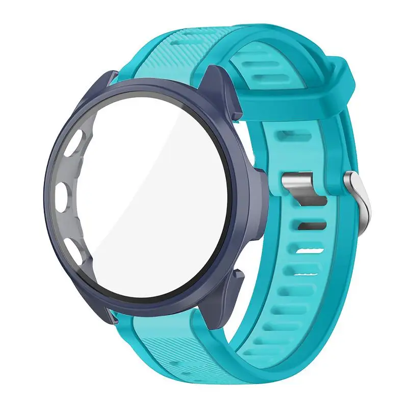 Premium Tempered Glass Case with Silicone Strap - Protective Cover and Replacement Band Accessories