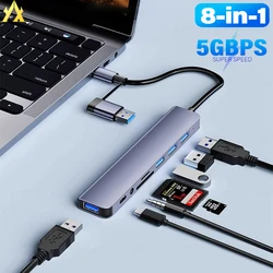 8-in-1 usb hub 3.1 docking station external graphics card for laptops Multi-hub C usb type c dock station 5Gbps TF SD Reader