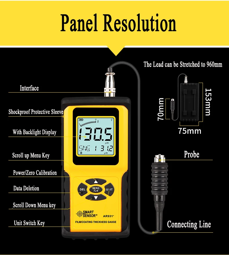 AR931 High Accuracy Separate Layer Thickness Gauge Meter, Thickness Tester