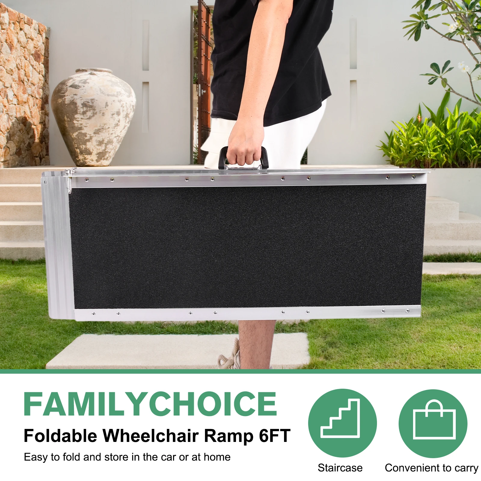 Door Threshold Wheelchair Ramp Non-Slip Aluminum Folding Wheel Chair Ramp Handicap Ramp for Home Steps Stairs Threshold Doorways