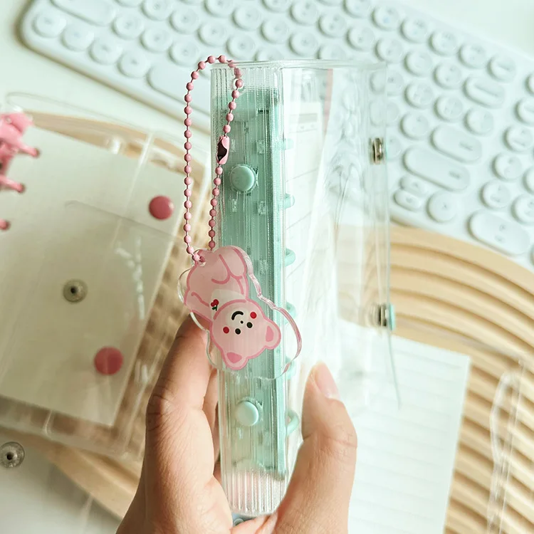 Creative Cute Transparent 3 Ring Mini Loose-leaf Hand Book Student Portable Notebook Ring Binder Kawaii School Supplies