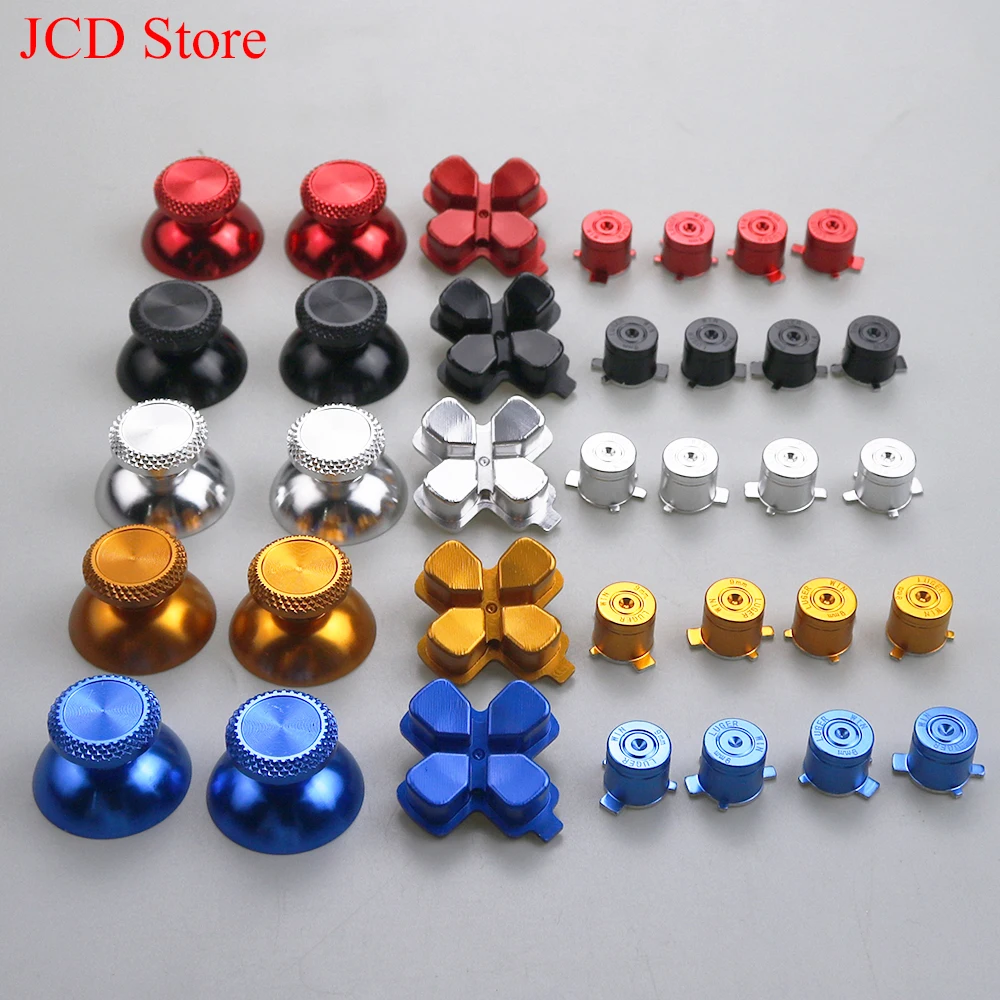 Metal alumínio analógico polegares joystick tampa teclas de direção ação botões dpad abxy para controlador ps5