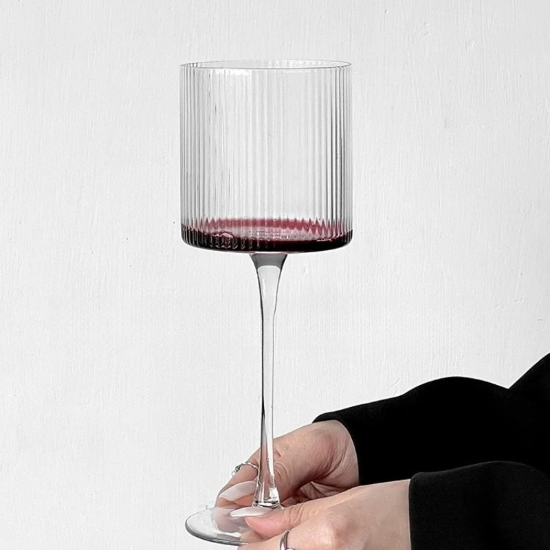 4PCS French Vertical lines Champagne Glasses Home Glass Goblets High-end Red Wine Glasses White Wine Glasses Cocktail Glasses