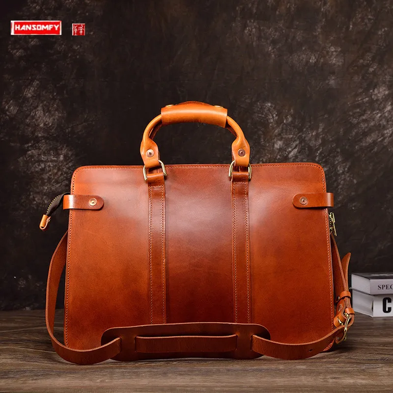 

Leather Briefcase First Layer Cowhide Men Handbag Men's Bag Fashion Shoulder Messenger Bag Portable Computer Bags