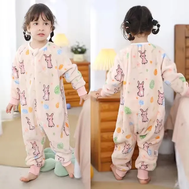 Kids Onesie Boys Girls Long Sleeve Flannel Pajamas Children Winter Cartoon Pyjama Baby Sleepwear 1-7 Years Sleeping Jumpsuits