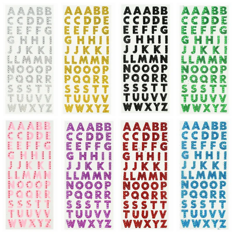Custom crystal glitter silver custom mini stickers adhesive alphabet  rhinestone letters sticker - AliExpress