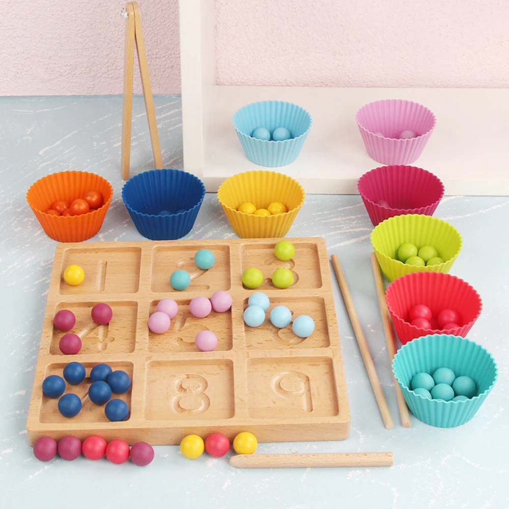 

Math Arithmetic Teaching Aids 1-9 Digital cognition Clip Beads Montessori Number Writing Exercise Educational Toy for Kids