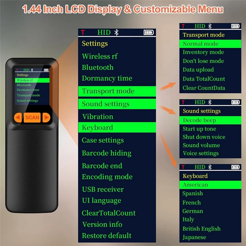 Portable Wireless Barcode Scanner Bluetooth 2D QR 1D Bar Code Scanner ...