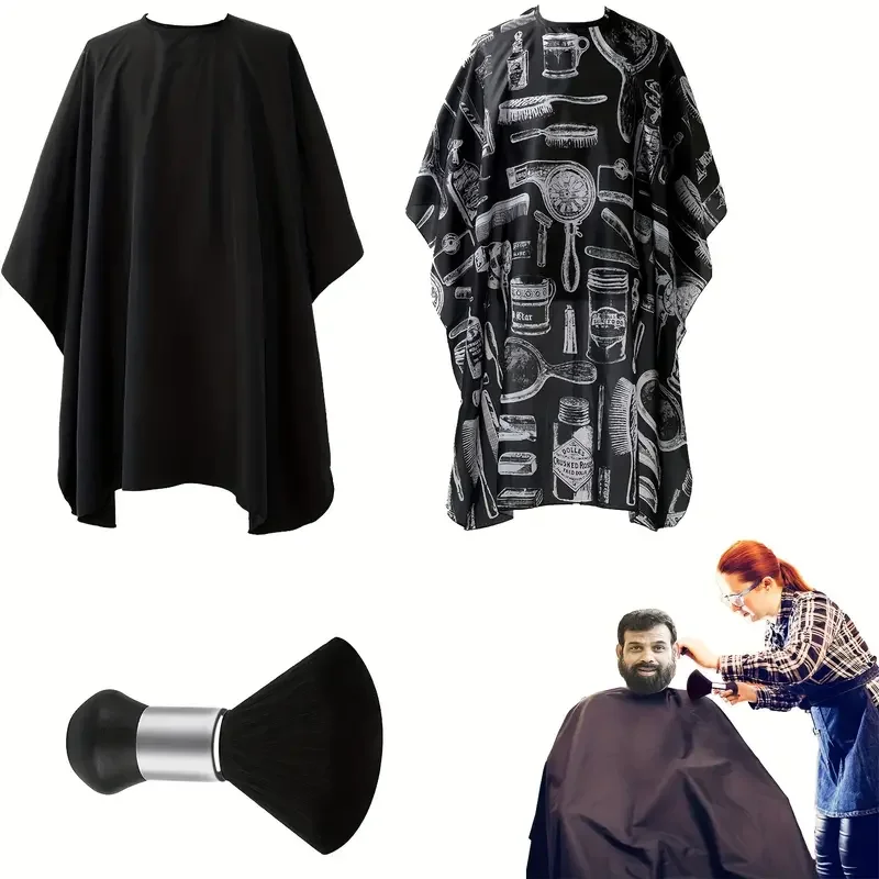 Barber Salon Cape Set Hair Cutting Cape Neck Duster Brush Hairdressing Apron For Barbers Hairdresser