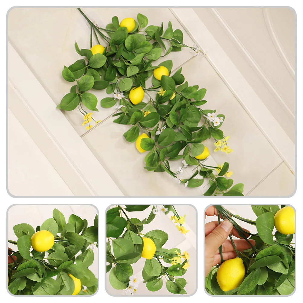Artificial Plants Artificial Lemon Branch Yellow Fake Lemon Leaves Branch With Green Leaves Fake Bouquet Hanging Decor