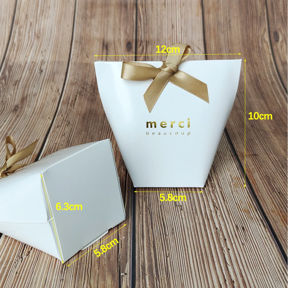5pcs 2size Candy Gift Boxes with Ribbon Thank You Boxes for Sweets Wedding Decoration Packaging Supplies Birthday Baby Shower