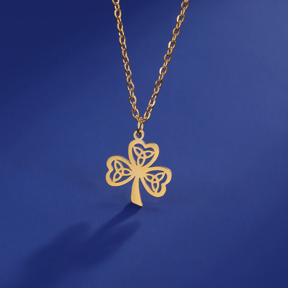 Dawapara Kleeblatt-Glückshalskette, dreiblattiges Herz, Dreifaltigkeitsknoten, irisches St. Patrick-Symbol, Charm, Edelstahl, religiöses Amulett – Detail 11