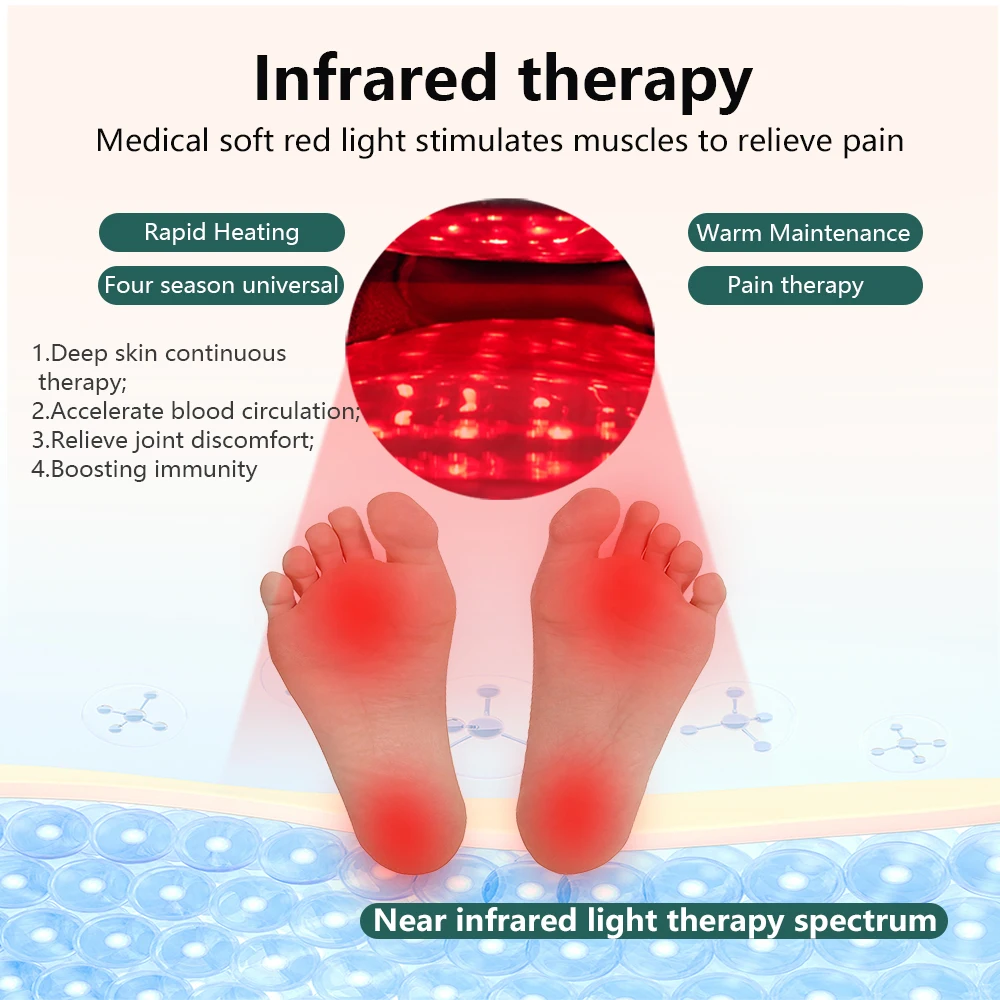 Red Light Slippers Infrared 850NM LED Light Red 660NM Therapy for Feet Therapy Device at Home with Pulse Foot Massaging