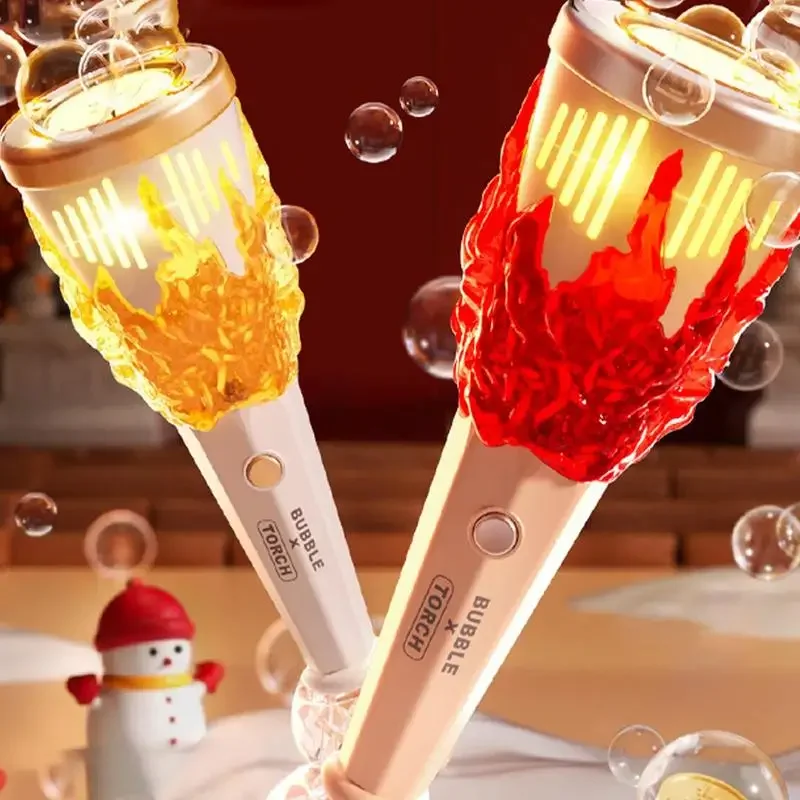Bubble Machine Torch Bubble Stick Handheld Light Music Children Outdoor Game Blowing Gun Soap Bubble Toys for Kids Xmas Gifts
