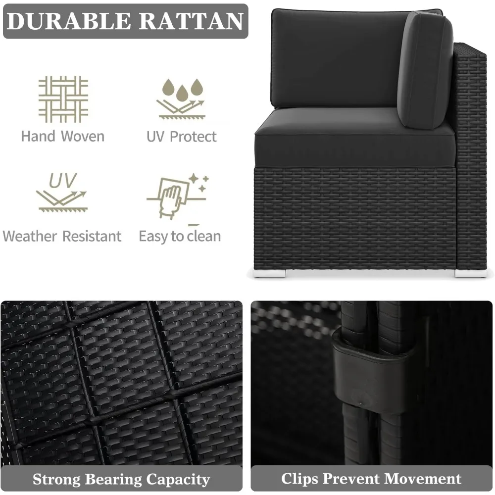 Patio Furniture Set with Fire Pit Table, Outdoor Conversation Sets Wicker Rattan Sectional Sofa with Coffee Table 3