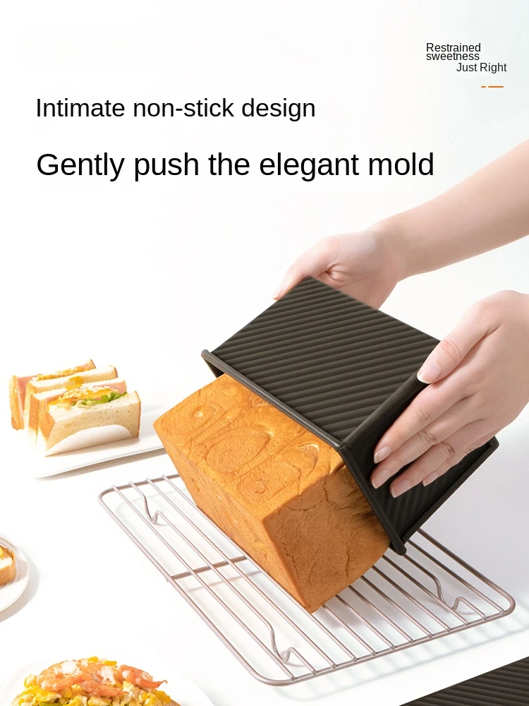 WOPPLXY 2 stuks broodbakvorm met deksel, 450 g deeg gouden bakvorm met anti-aanbaklaag, stalen bakvorm voor brood, gebak, cake