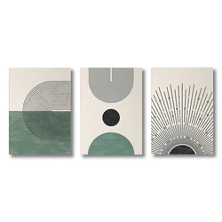 Set of 3 Neutral Mid - Century Modern Art Prints - Minimalist Boho Wall Decor - 50x70cm no frame (CJ50221 - 3PCS)
