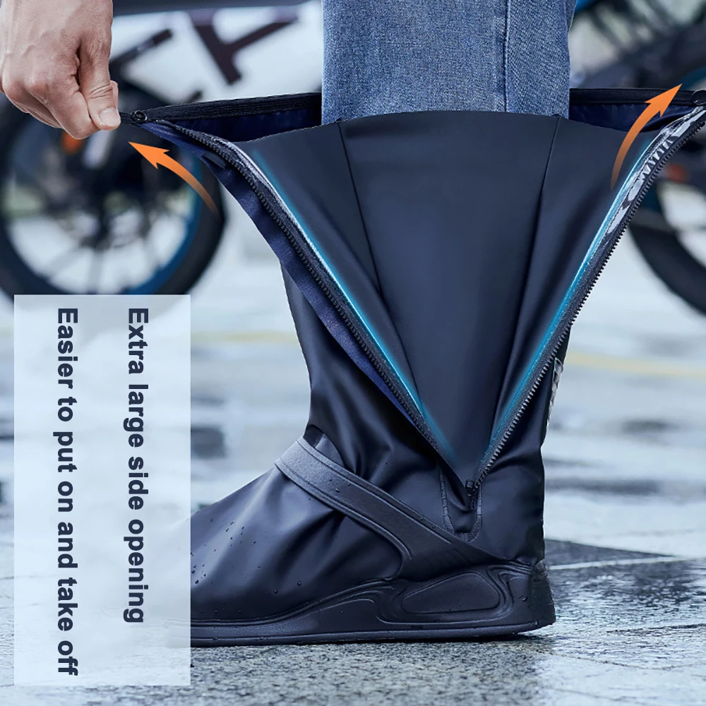 Waterproof Motorcycle Rain Boot Covers Reusable Wear-resistant High-tube Reflective Safety Rain Shoe Covers Outdoor Sport S-XXL
