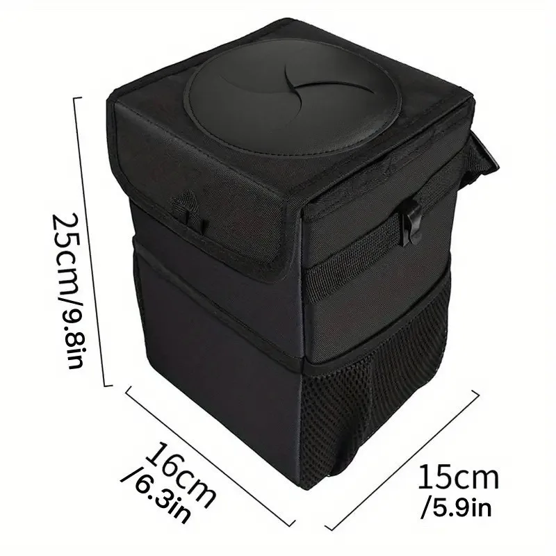 1pc ZukMi Car Trash Can with Cover and Storage Pocket