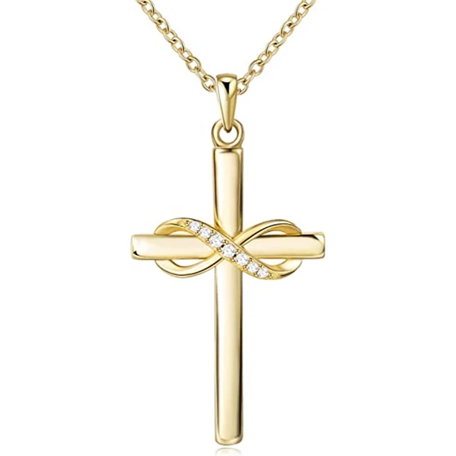 White Cubic Zirconia Infinity Cross Pendant Necklace in 14k Yellow Gold  Over Sterling Silver - Walmart.com