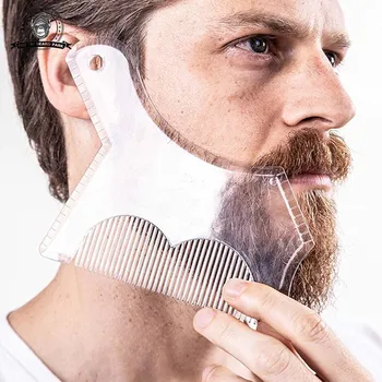 1 pz All-In-One Creativo Nuovo Design Innovativo Strumento per modellare la barba Taglio Shaper Pettine incorporato per lo strumento per la rasatura della barba da uomo 1