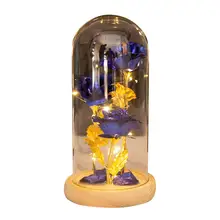 

Glass-covered Roses Ornaments Plastic 3-Flower Artifical Roses Luminous Led Night Light Creative Valentine Day Engagement Gifts