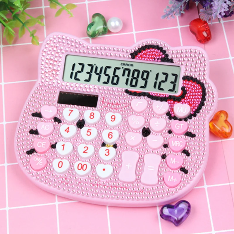 

New Calculator with Diamond Pink Kawaii New Portable Mini Bling Cute Calculators Cute for Girls Gifts School Desktop Stationery