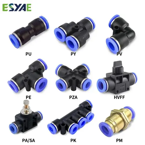 Pneumatic Fitting Pipe Connector Tube Air Quick Fittings Water Push In Hose Plastic 4mm 6mm 8mm 10mm 12mm 14mm PU PY Connectors
