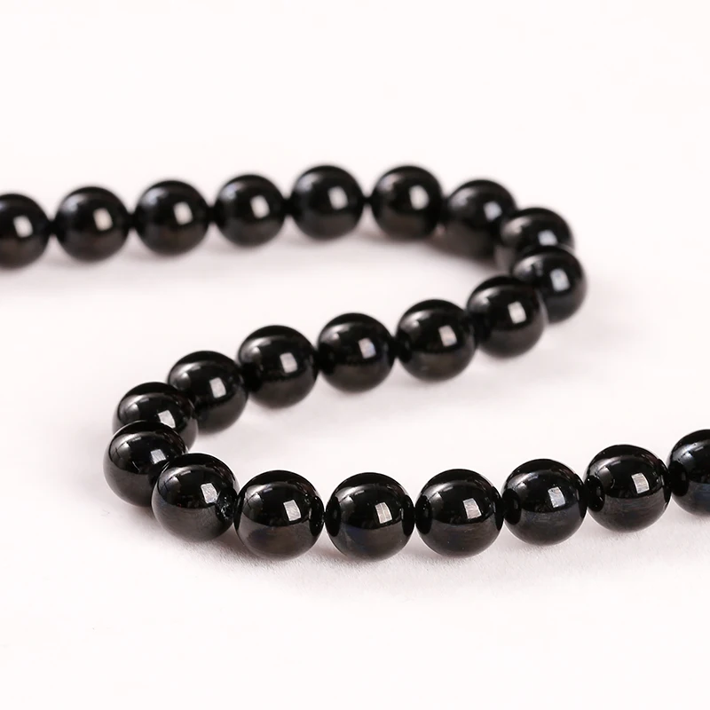 Natural Stone Bead Black Tourmaline Round Loose Spacer Gemstone 4 6 8 10 12mm For Jewelry Making Diy Bracelet Necklace Accessory 4