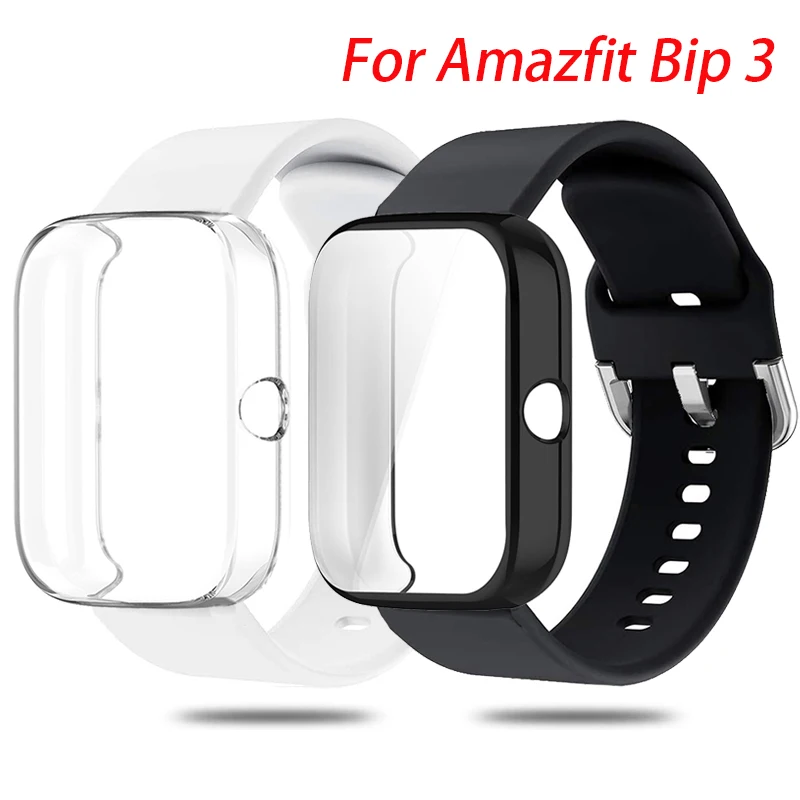 

Ремешок силиконовый для смарт-часов Amazfit Bip 3, спортивный браслет с защитной рамкой для amazfit bip 3pro