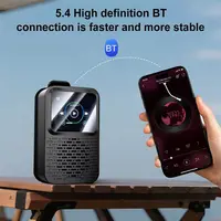 T10C!Alarm Clock Smart Speaker Wearable IPX5 Waterproof Smart Screen Powerful Bass Subwoofer Touch Screen Wireless Player Black - Image 2