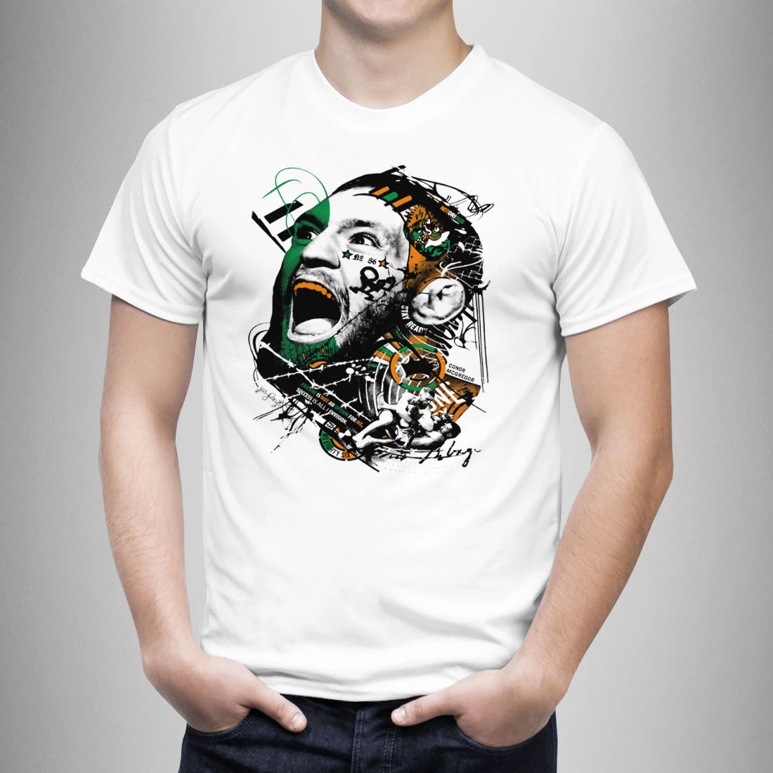 

MMA Irish Fighter Conor McGregor Art Printed T Shirt. New 100% Cotton Short Sleeve O-Neck T-shirt Casual Mens Top