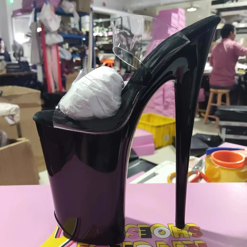 

LAIJIANJINXIA New 23CM/13inches PVC Upper Model Sexy Exotic High Heel Platform Party Women Slippers Pole Dance Shoes G007