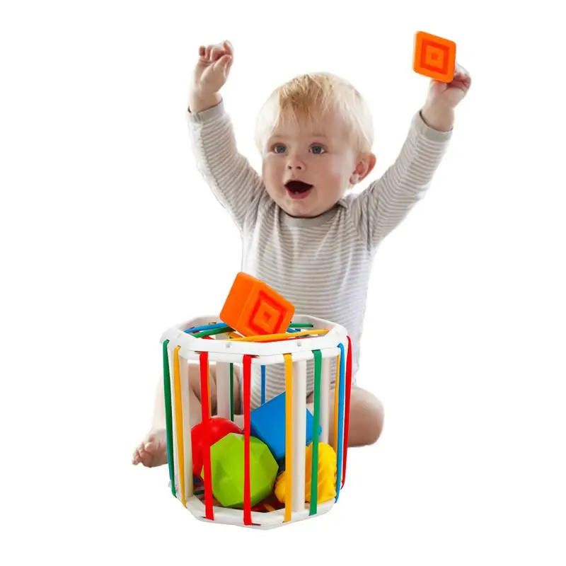 

Colorful Sorter Bin Colorful Cube And 6 Pcs Multi-Sensory Shape Octagon Cubes 6 Pieces Multisensory Shape Toys 1-2 Years Old