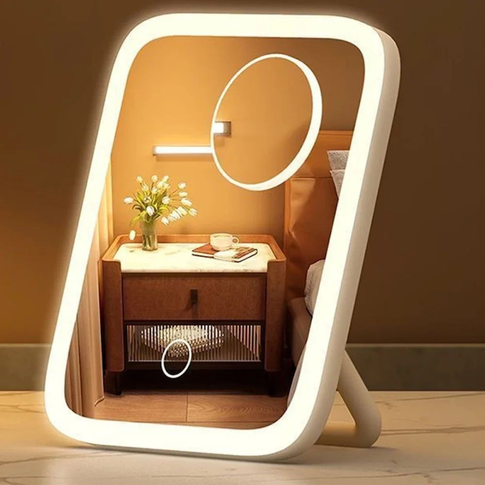 LED Vanity Mirror with Lights, 3 Color 360&deg; Rotating Touch Control Makeup Mirror, USB Powered for Tabletop Bedroom Travel