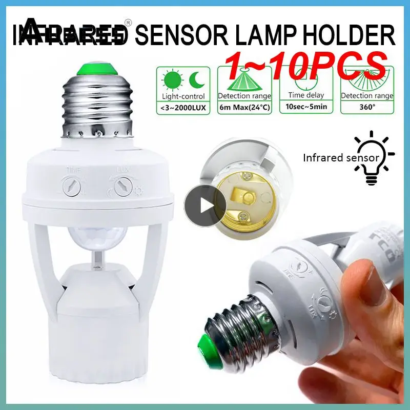

1 ~ 10 шт. разъем E27 преобразователь с пассивным ИК датчиком движения умный дом Высокая чувствительность умный выключатель E27 держатель лампы Основание для светодиодной лампы
