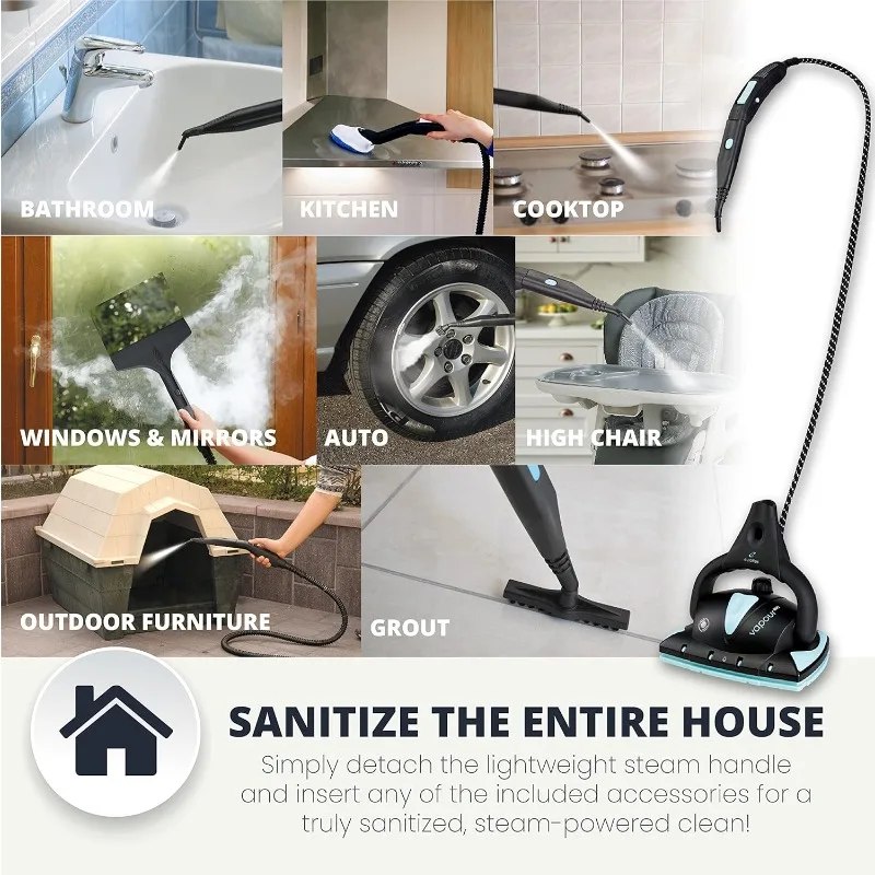 Vapour Pro Steam Mop & 18pc Multipurpose Portable Steam Cleaner for Hardwood, Carpets, Kitchens, Bath, Cars 6
