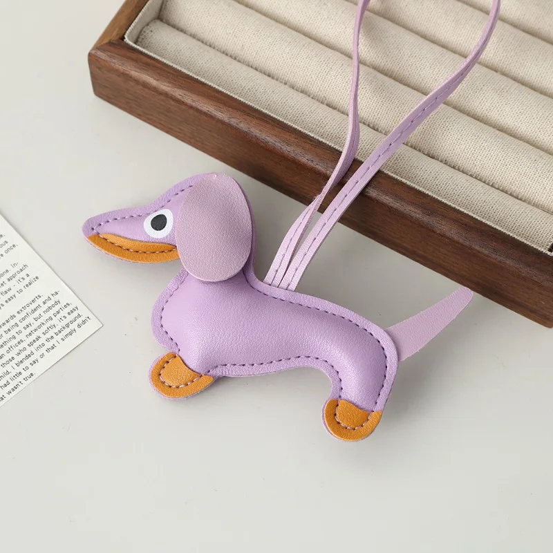 Korean Dachshund Leather Pendant DIY Puppy Bag Lanyard