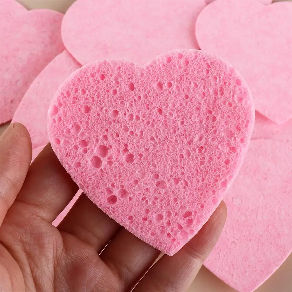 Description Picture 5 of item10 Pieces Pink Cosmetic Puff 7mm Natural Makeup Remover Tool Heart Shaped Face Washing Cleansing Sponge Compressed Sponge Travel