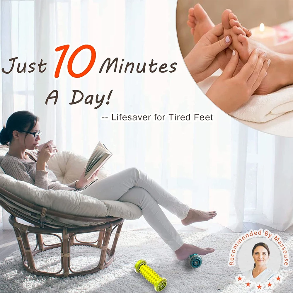 Massage Tool Ball Roller for Foot Pain Therapy Plantar Fasciitis Heel Spur Sore Muscles Trigger Point Back Arm Neck Leg Circulation