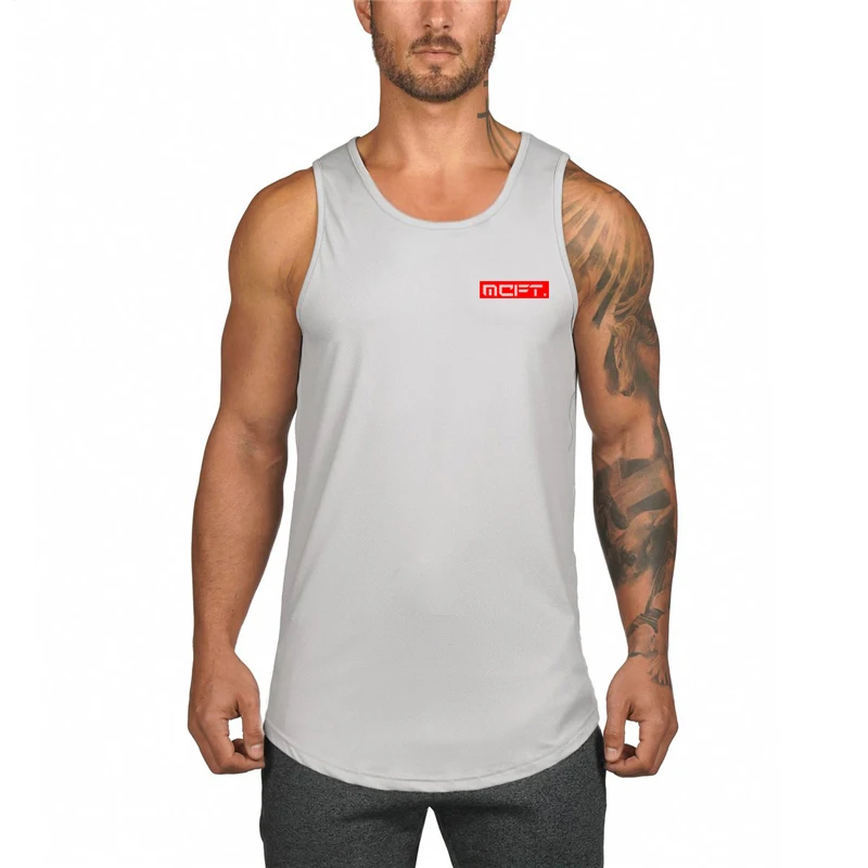 Mens Bodybuilding Tank Top Gyms Fitness Sleeveless Shirt Casual Fashion Cotton Chinese Printed Sling Vest Male Summer Clothing