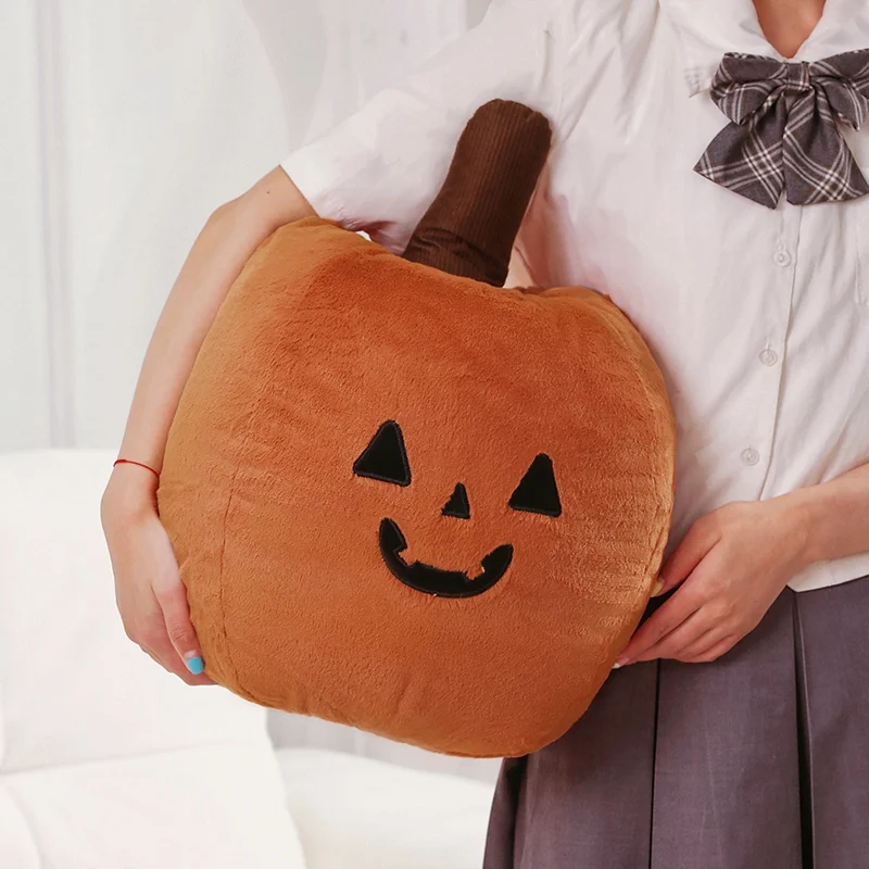 고품질 오렌지색 할로윈 호박 인형 귀여운 호박 플러시 베개 쿠션 휴일 장식 선물 (남아 및 여아용)