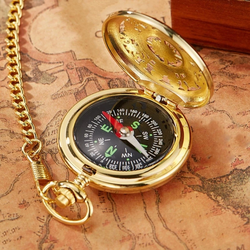 Vintage Bronze Flip Compass Pocket Watch Design Outdoor Hiking Navigation Kid Gift Retro Metal Portable Compass Survival Tools waterproof compass mini compass navigation compass portable compass survival compass