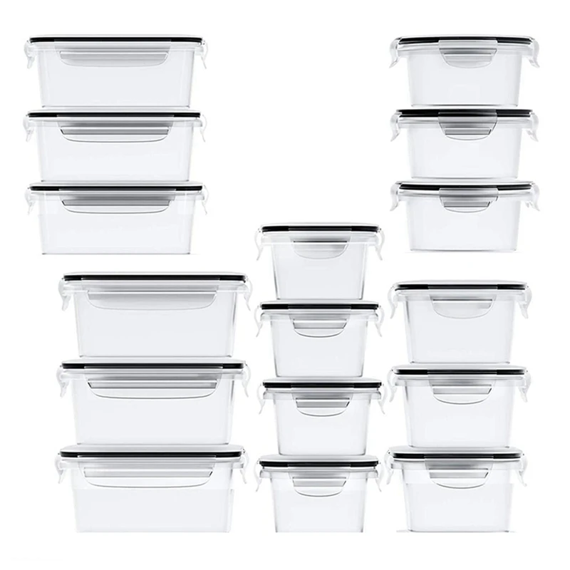 16Pack Airtight Food Storage Containers With Lids (16 Containers And 16 Lids) Plastic