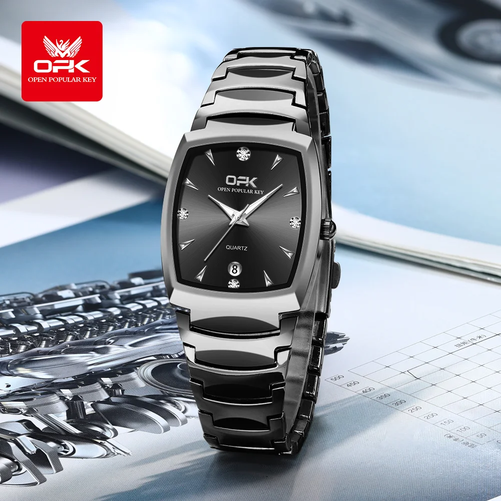 OPK brand steel strip calendar three-pin men's quartz watch 8112 2