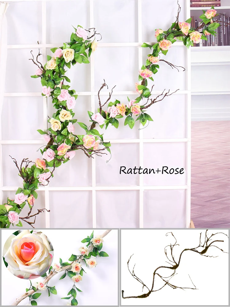 Artificial Plants 250cm Large Realistic Twig Artificial Christmas Tree Branches Fake Plants Wood Rattan Liana For Garden Wall Home Door Decoration