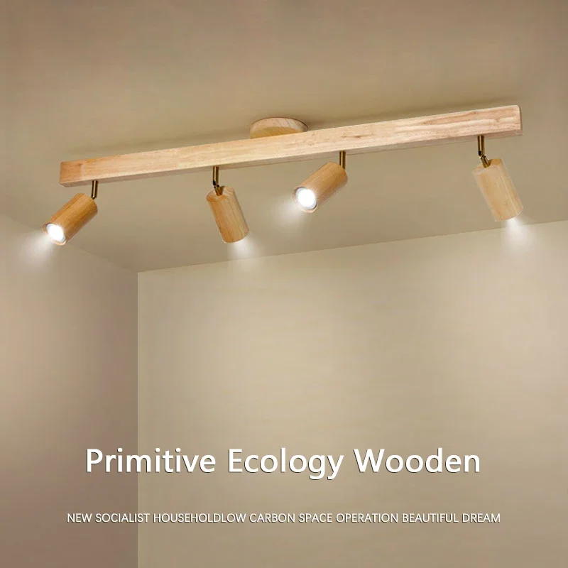 

Wood/Modern Led Ceiling Lamp for Aisle Bedroom Cloakroom Toilet Shop Corridor Track Light Fixture Long Chandelier with Spotlight